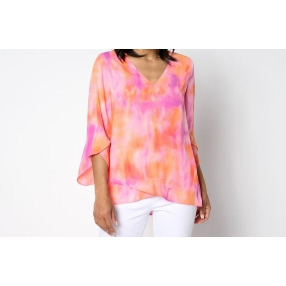 Beautiful Size M Pink Tie Dye Printed Blouse A646348 NWOT